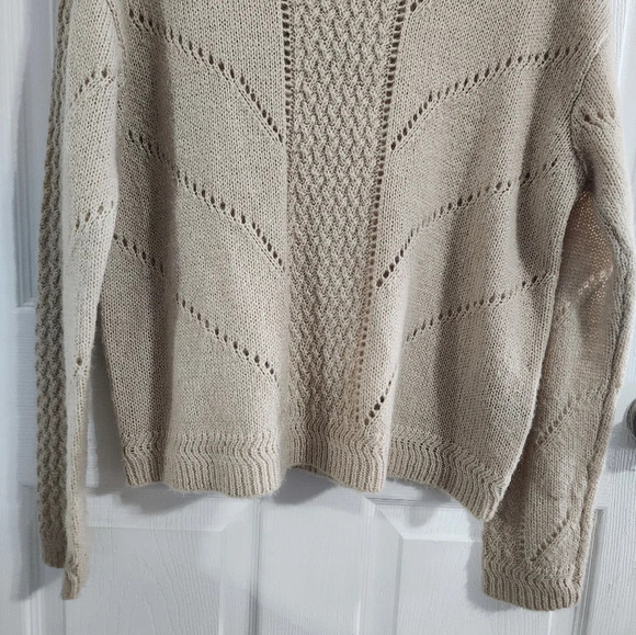 Chelsea & Violet wool mohair blend peek through eyelit knit sweater stretch LG - Picture 5 of 13